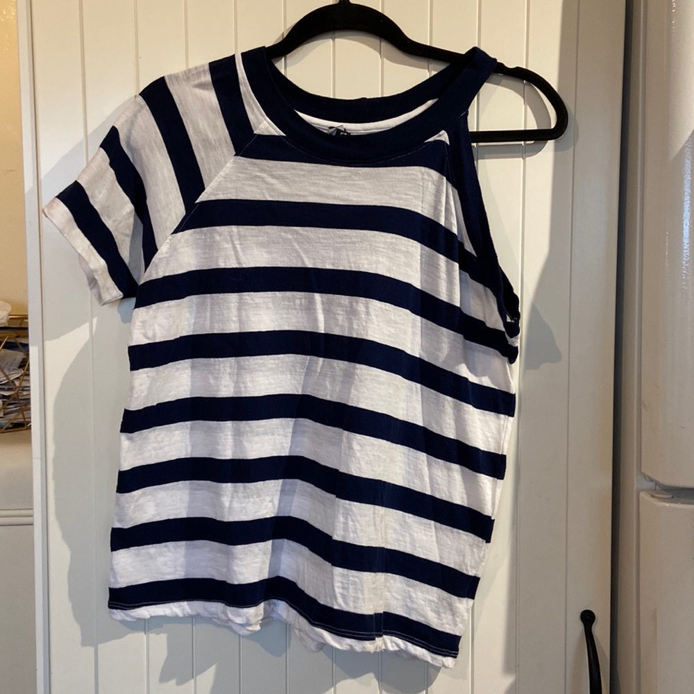 DESIGN LAB asymmetrical striped T shirt M